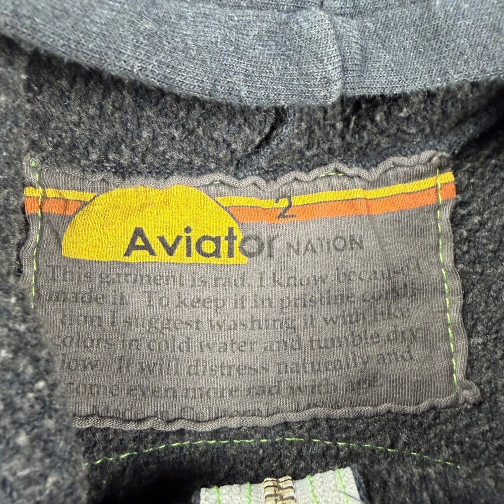 Aviator Nation Kids Hoodie Smiley Face Zip Up Charcoal Gray 2 - Picture 3 of 8
